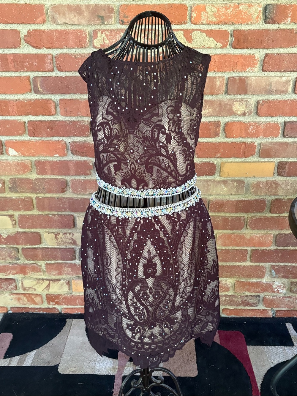 Elegant Lace Overlay Homecoming Dress